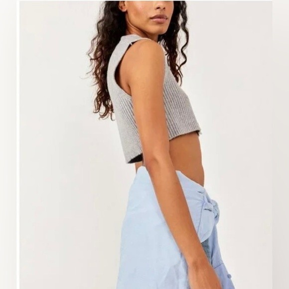 NWT FREE PEOPLE Naiome Rib Micro Vest. Grey.  XS - Picture 4 of 9